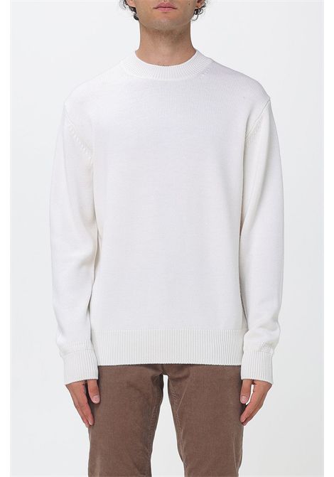 Paolo Pecora Crew-Neck Sweater in Wool with Ribbed Trims in White Men's PAOLO PECORA |  | A028 F0091102